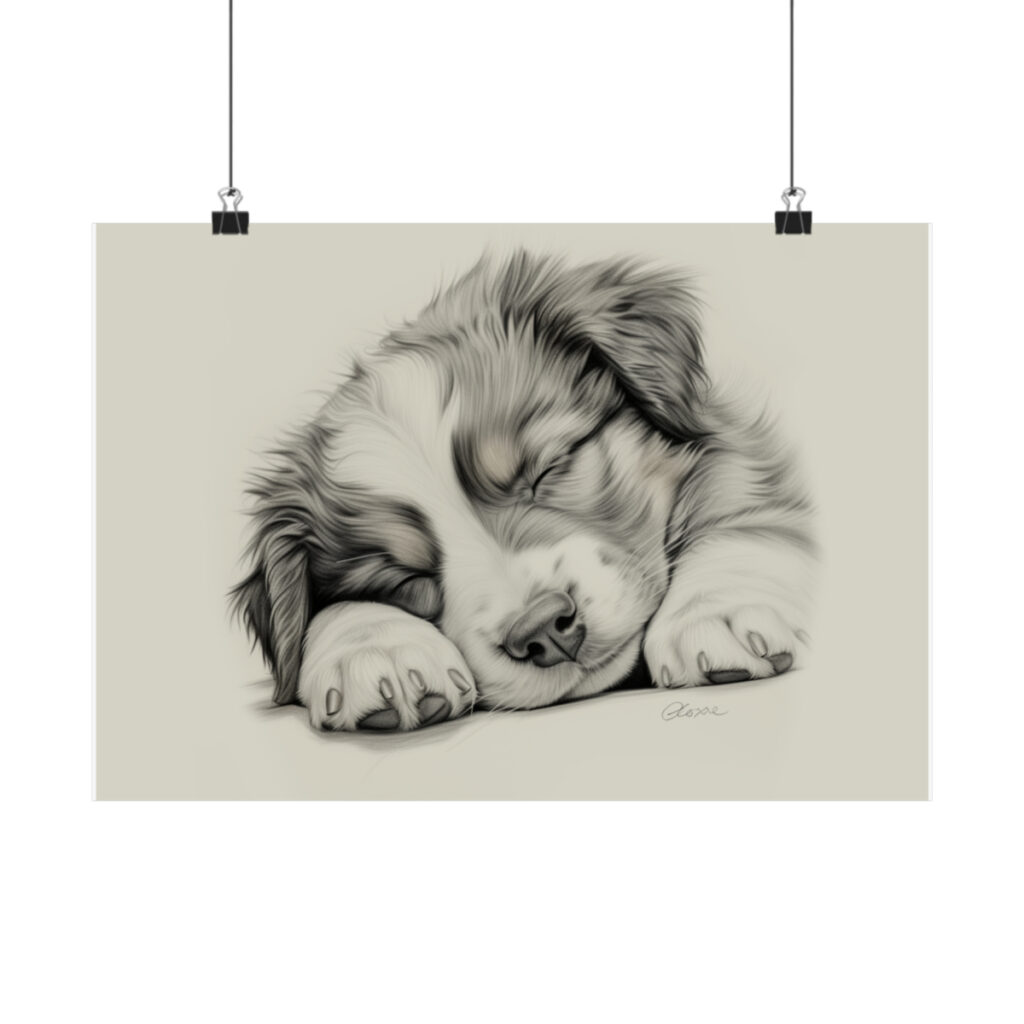 Australian Shepherd Dog Portrait Fine Art Print