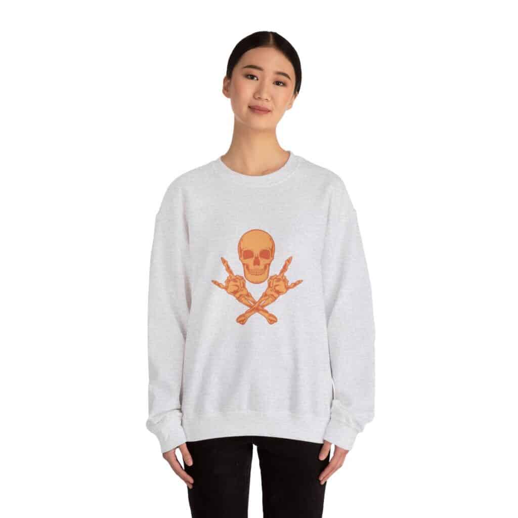 Skull and Cross Bones Orange Unisex Heavy Blend Crewneck Sweatshirt