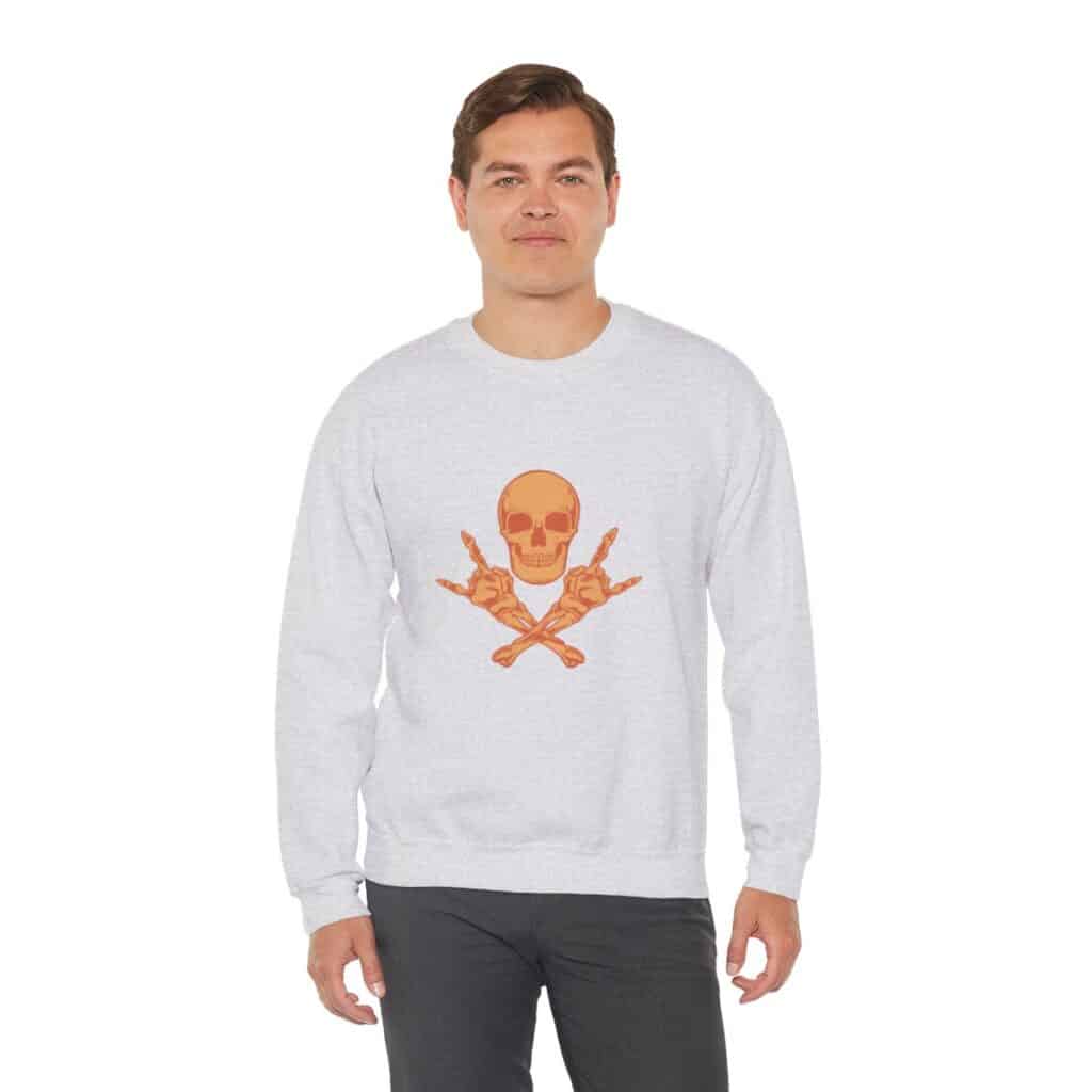 Skull and Cross Bones Orange Unisex Heavy Blend Crewneck Sweatshirt