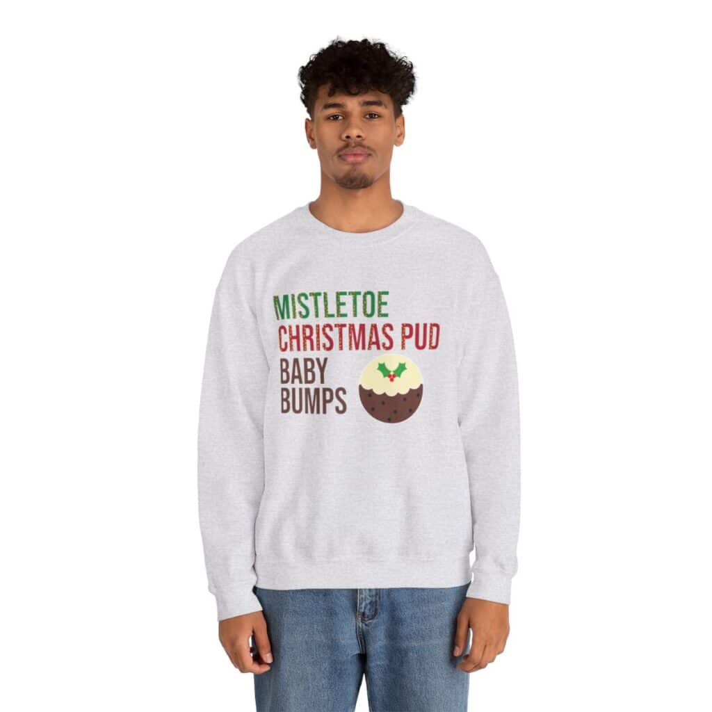 Mistletoe, Christmas Pud and Baby Bumps Pregnancy Announcement Sweatshirt