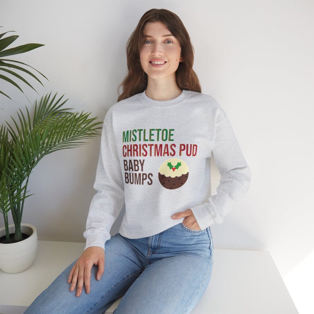 Mistletoe, Christmas Pud and Baby Bumps Pregnancy Announcement Sweatshirt