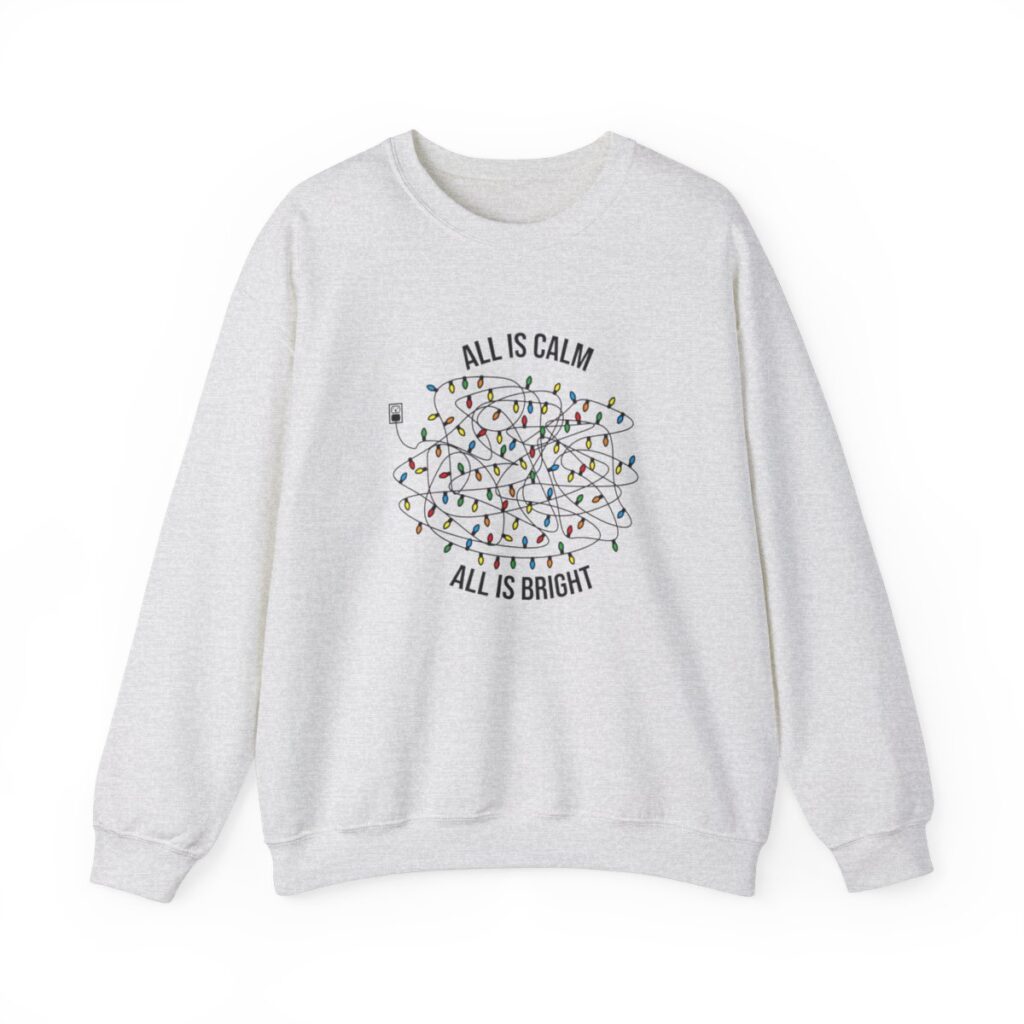 Tangled Christmas Lights Crewneck Sweatshirt - All is Calm, All is Bright