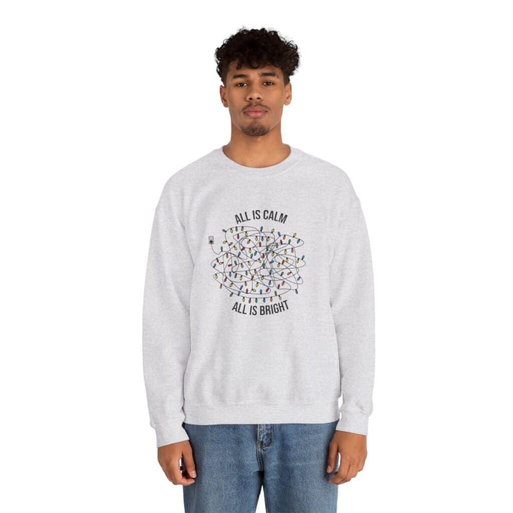 Tangled Christmas Lights Crewneck Sweatshirt - All is Calm, All is Bright