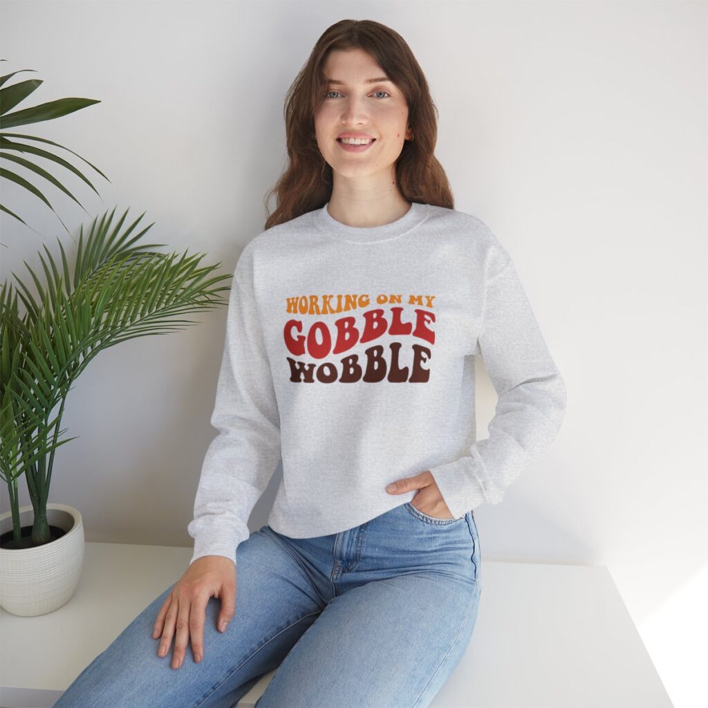 Working on my Gobble Wobble Thanksgiving Sweatshirt