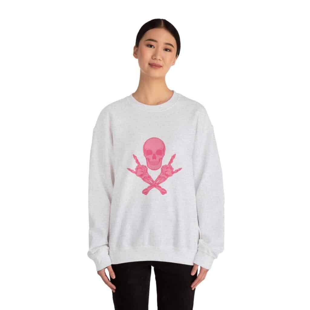 Pink Skull and Cross Bones Unisex Heavy Blend Crewneck Sweatshirt