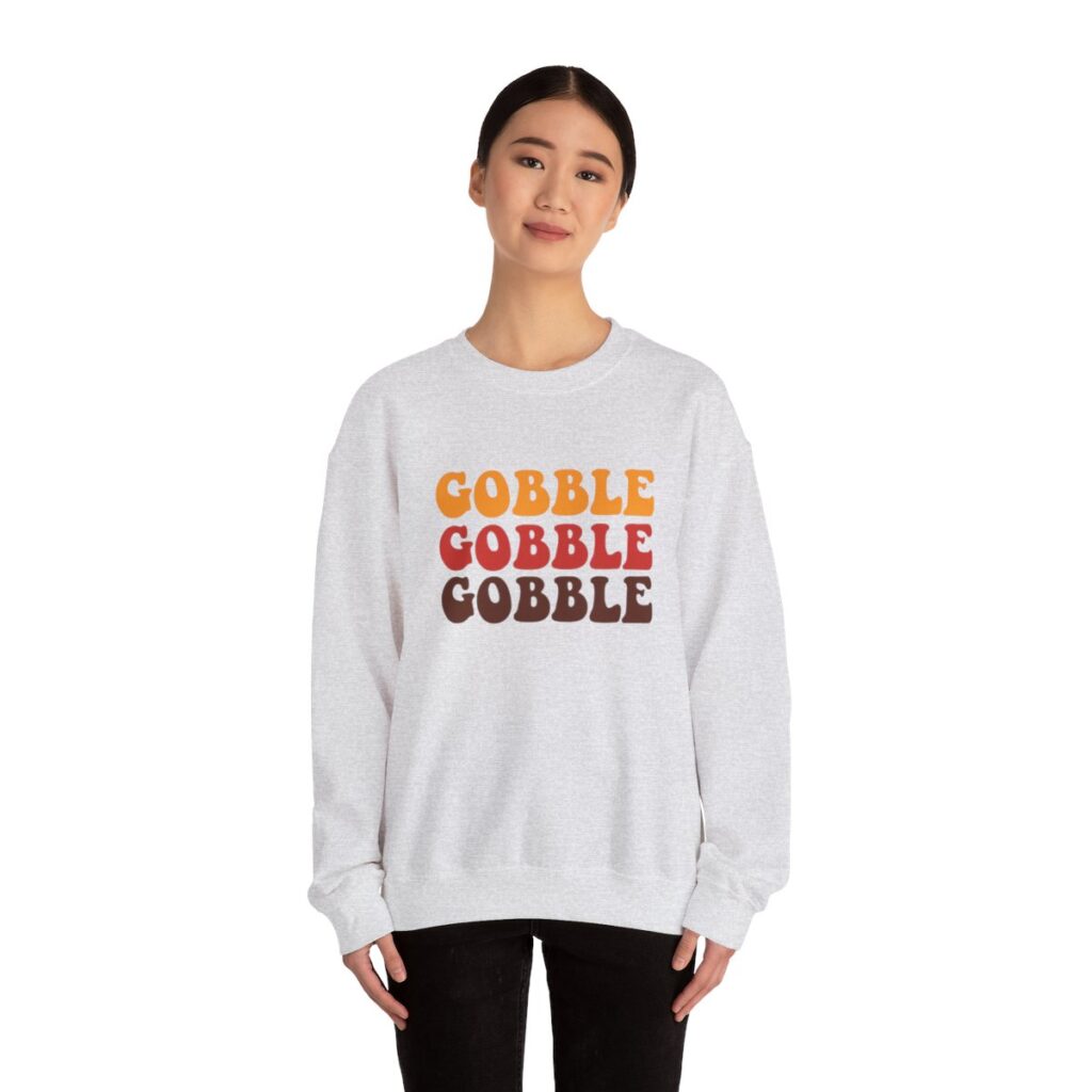 Tri-Color Gobble Thanksgiving Sweatshirt