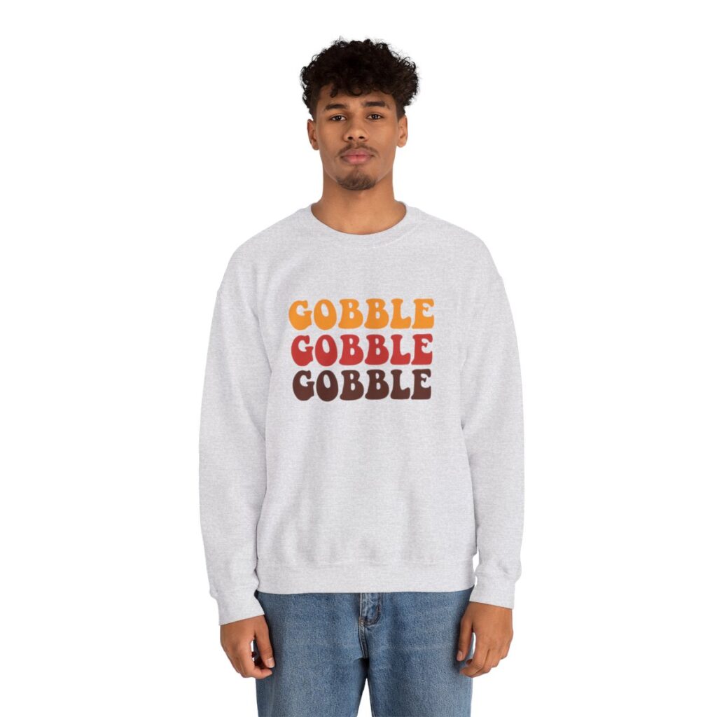 Tri-Color Gobble Thanksgiving Sweatshirt