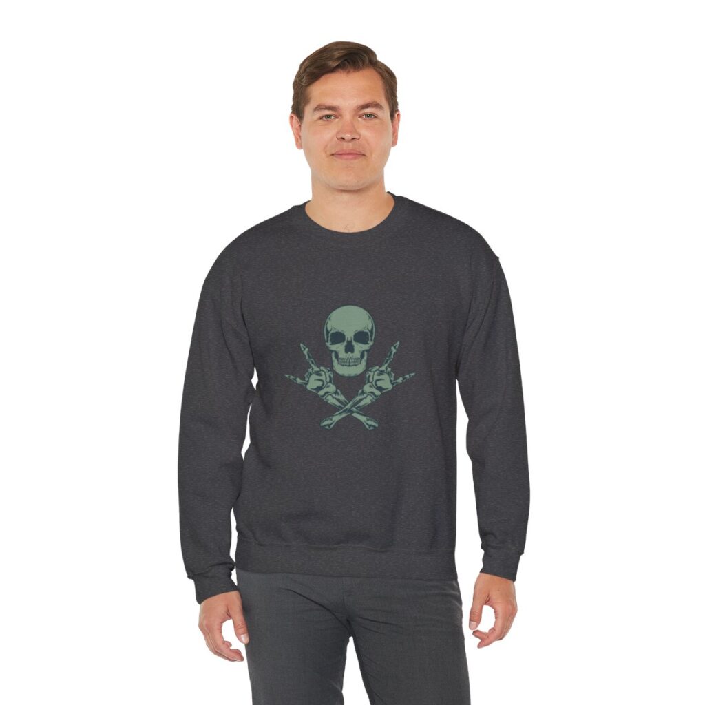 Rock Skull and Crossbones Unisex Heavy Blend Crewneck Sweatshirt