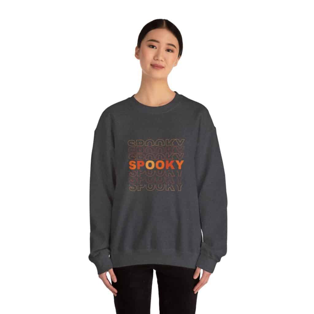 Spooky Stacked Text Unisex Heavy Blend Crewneck Sweatshirt