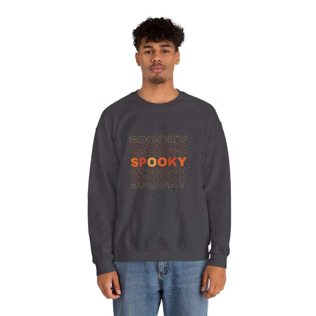 Spooky Stacked Text Unisex Heavy Blend Crewneck Sweatshirt