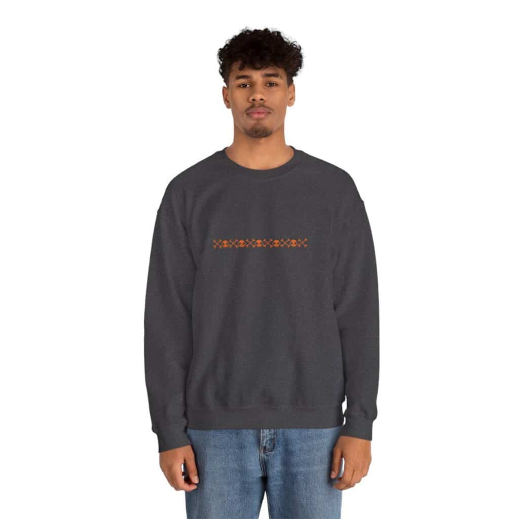 Skull Border Orange Unisex Heavy Blend Crewneck Sweatshirt