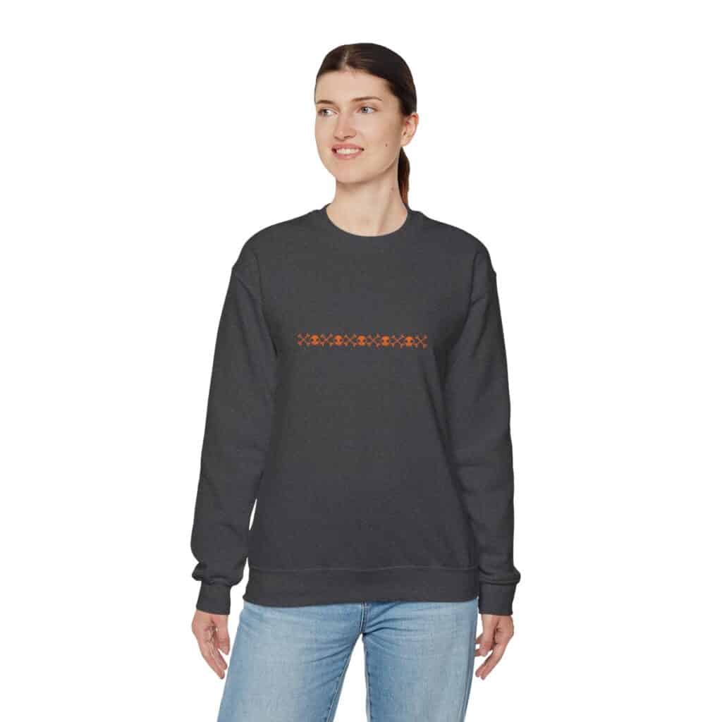 Skull Border Orange Unisex Heavy Blend Crewneck Sweatshirt