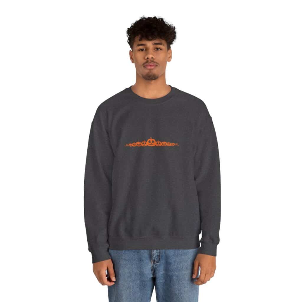 Orange Pumpkin Border Unisex Fall Halloween Sweatshirt