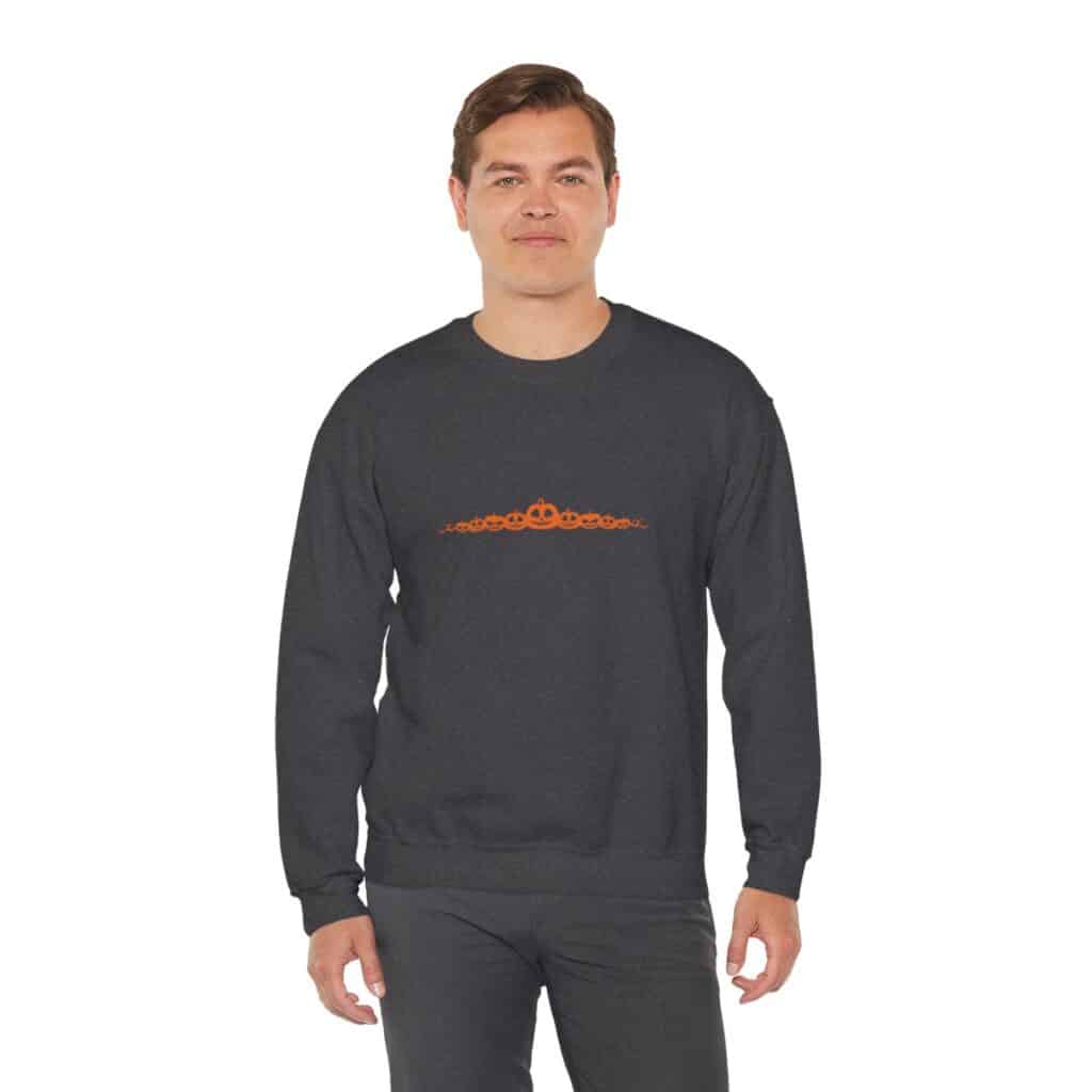 Orange Pumpkin Border Unisex Fall Halloween Sweatshirt