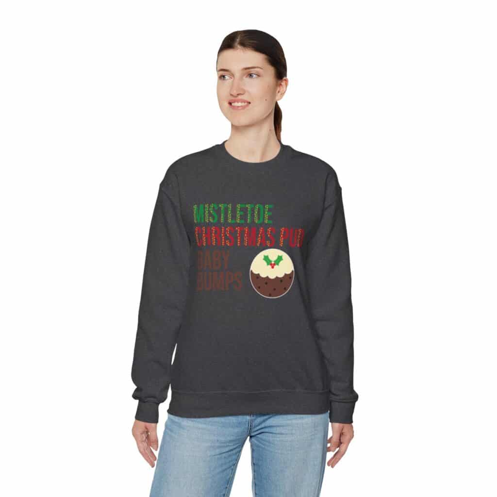 Mistletoe, Christmas Pud and Baby Bumps Pregnancy Announcement Sweatshirt