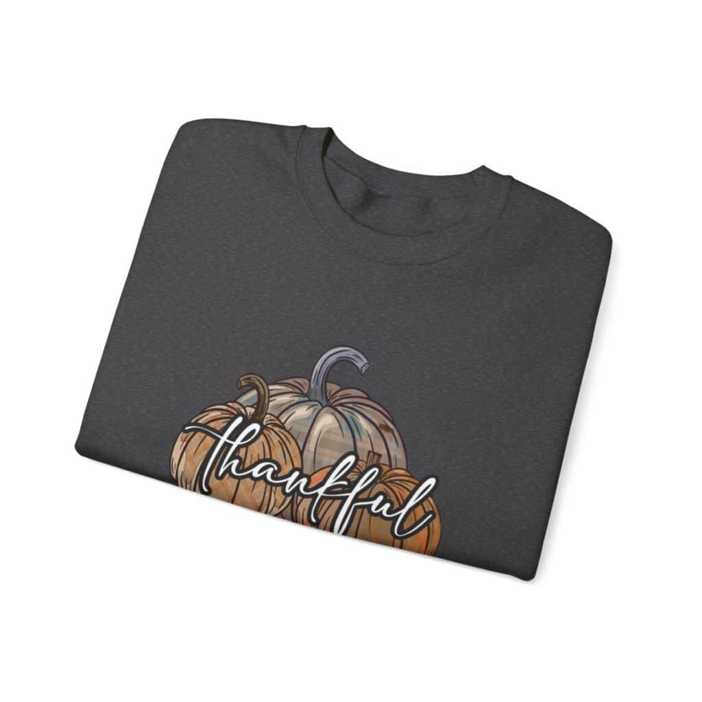 Vintage Pumpkins and Thankful Script Thanksgiving Sweatshirt for Her