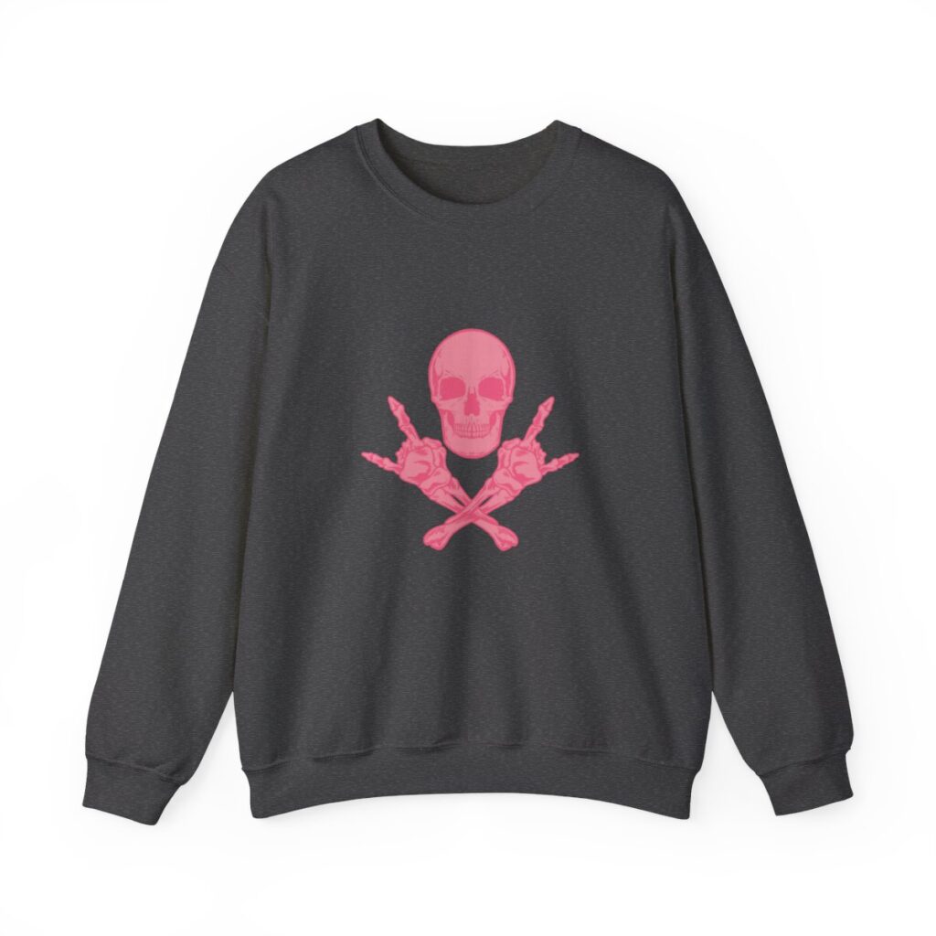 Pink Skull and Cross Bones Unisex Heavy Blend Crewneck Sweatshirt