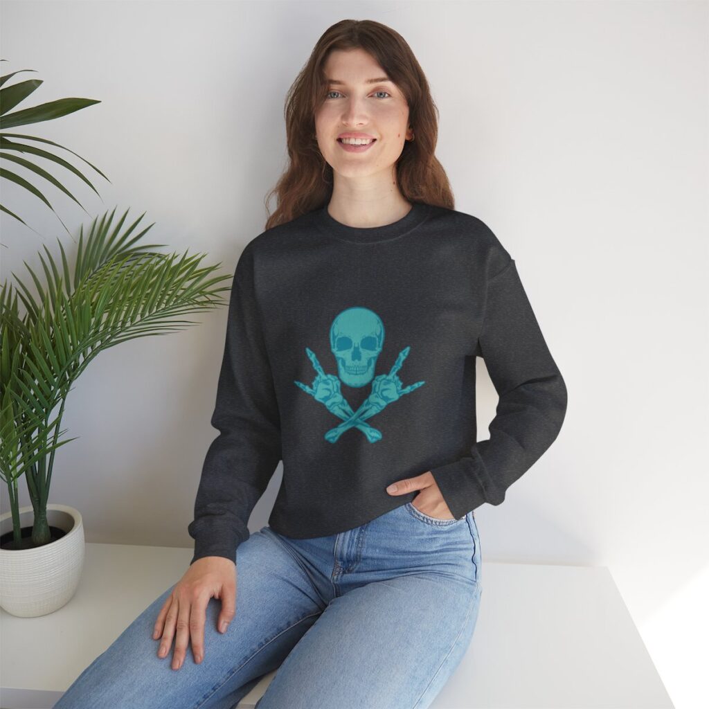 Teal Skull and Cross Bones Sweatshirt