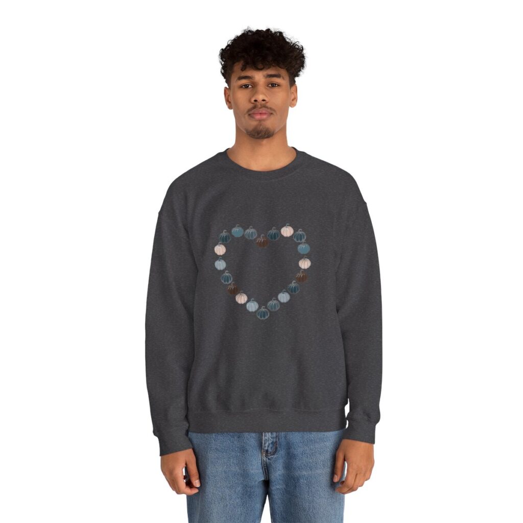 Vintage Blue Pumpkin Heart Crewneck Sweatshirt