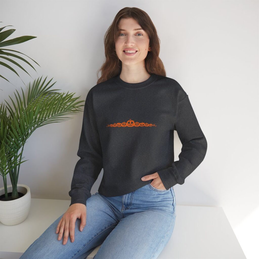 Orange Pumpkin Border Unisex Fall Halloween Sweatshirt