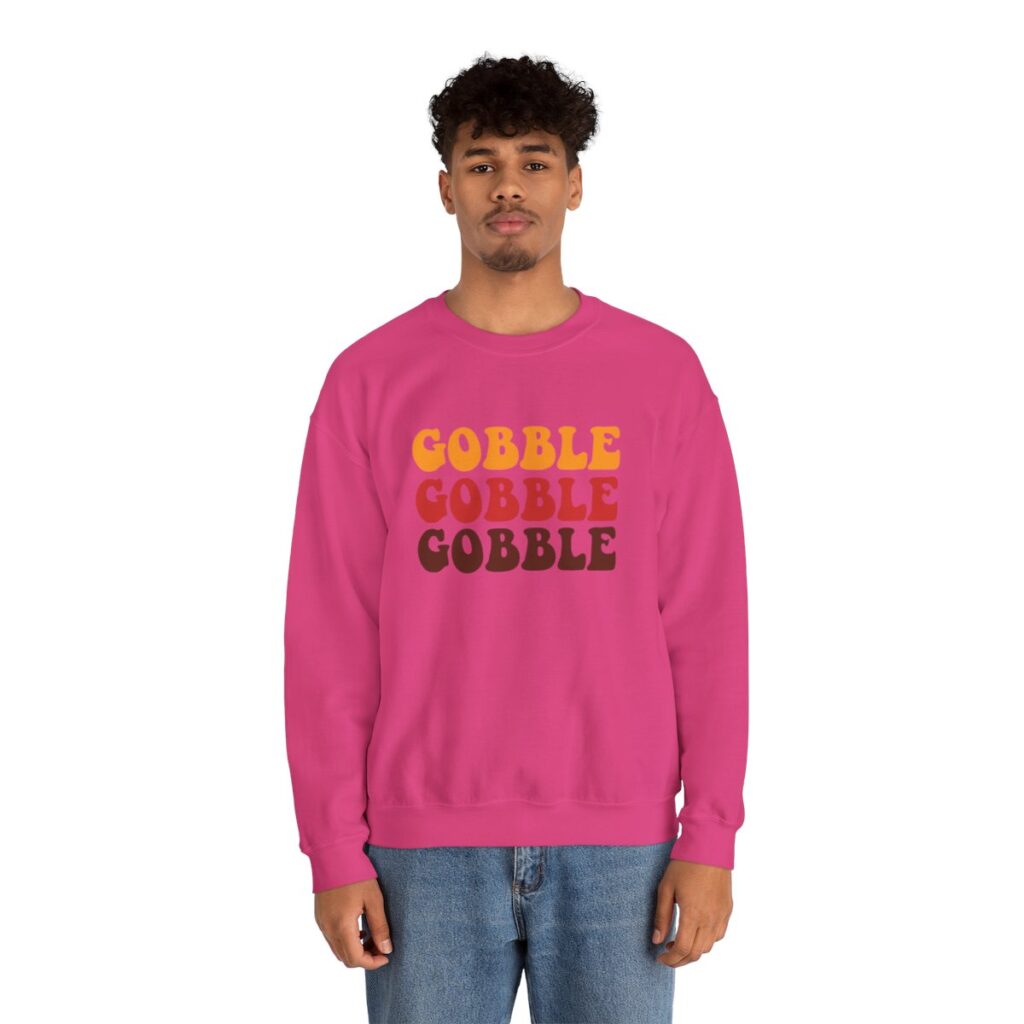 Tri-Color Gobble Thanksgiving Sweatshirt