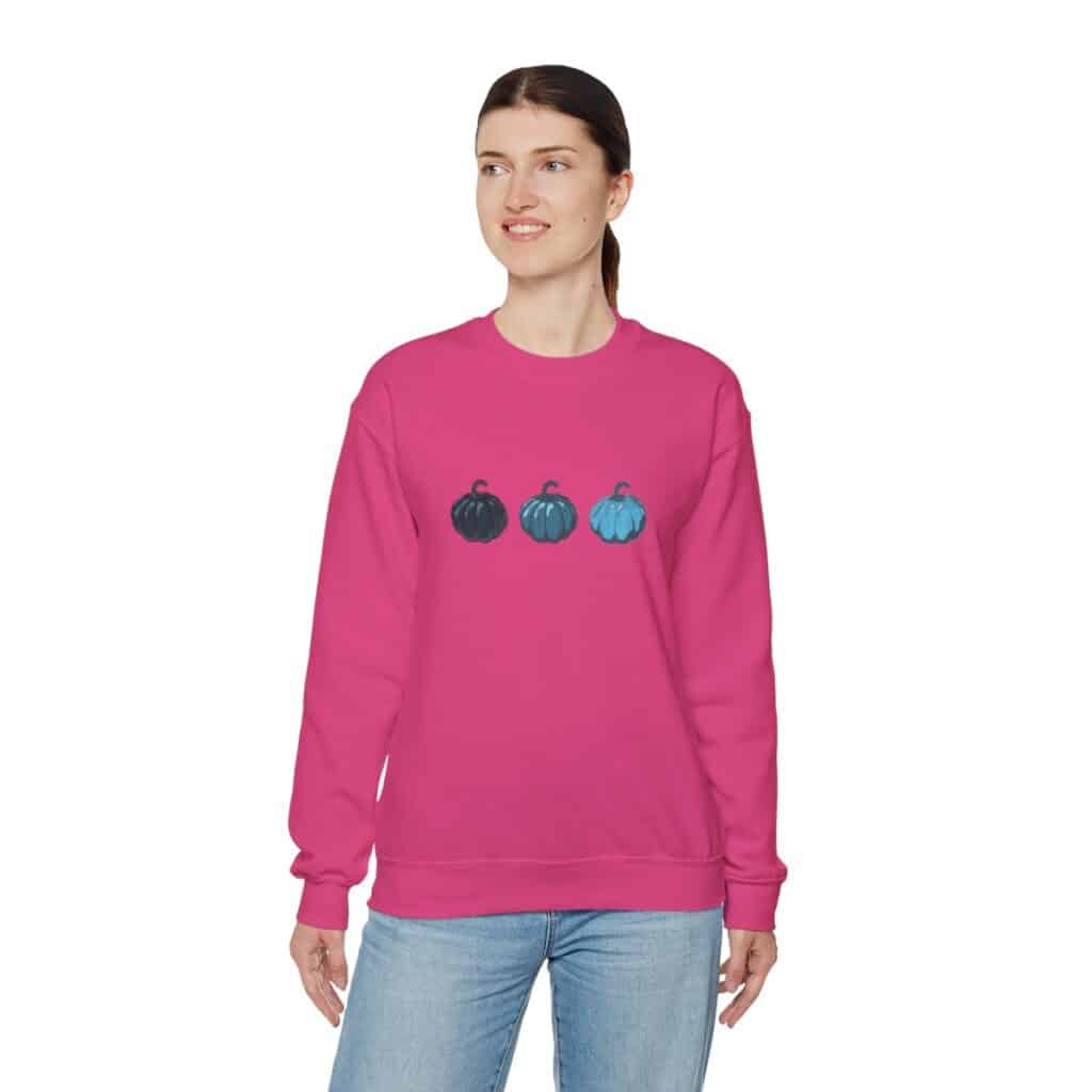 Vintage Blue Pumpkins Fall Unisex Crewneck Sweatshirt