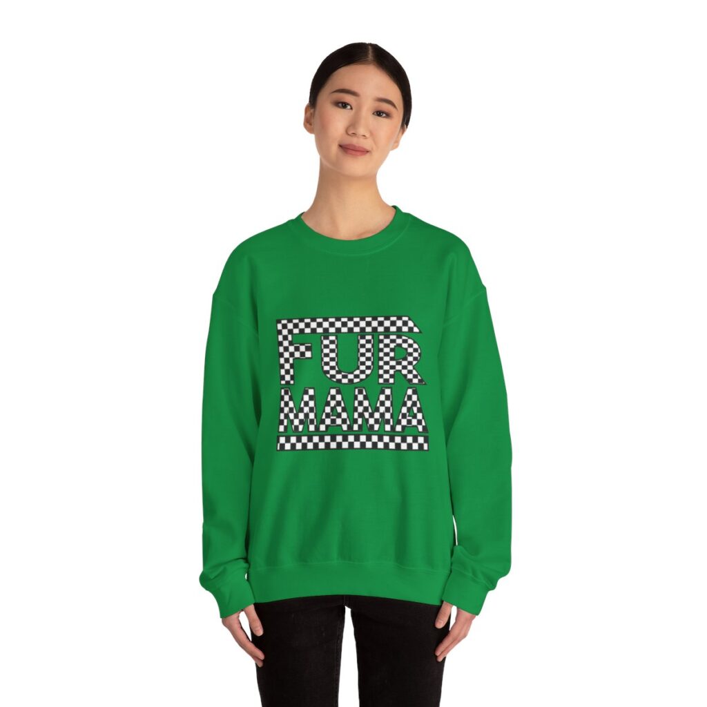 Fur Mama Checkerboard Racing Print Sweatshirt