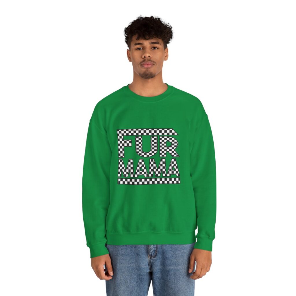 Fur Mama Checkerboard Racing Print Sweatshirt