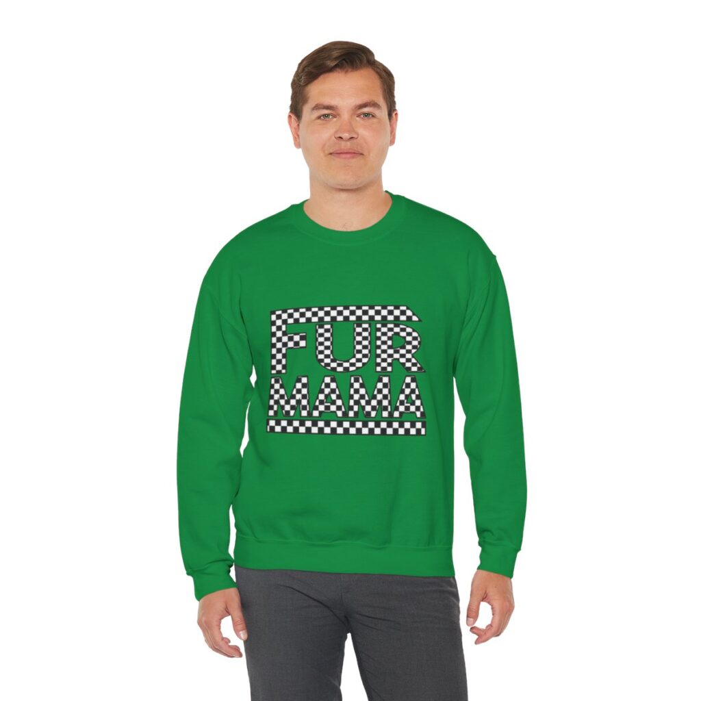 Fur Mama Checkerboard Racing Print Sweatshirt