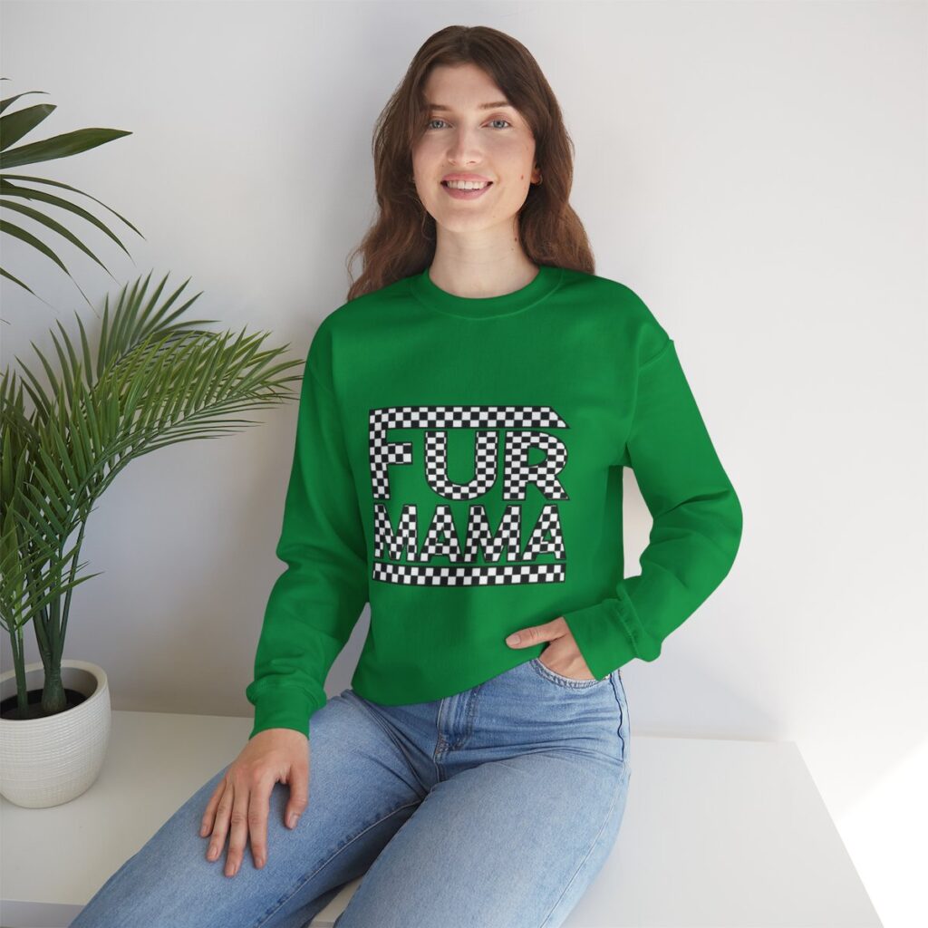 Fur Mama Checkerboard Racing Print Sweatshirt