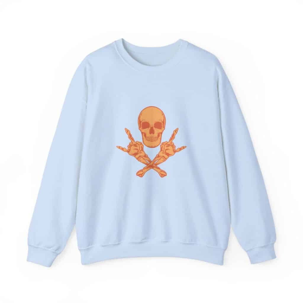 Skull and Cross Bones Orange Unisex Heavy Blend Crewneck Sweatshirt