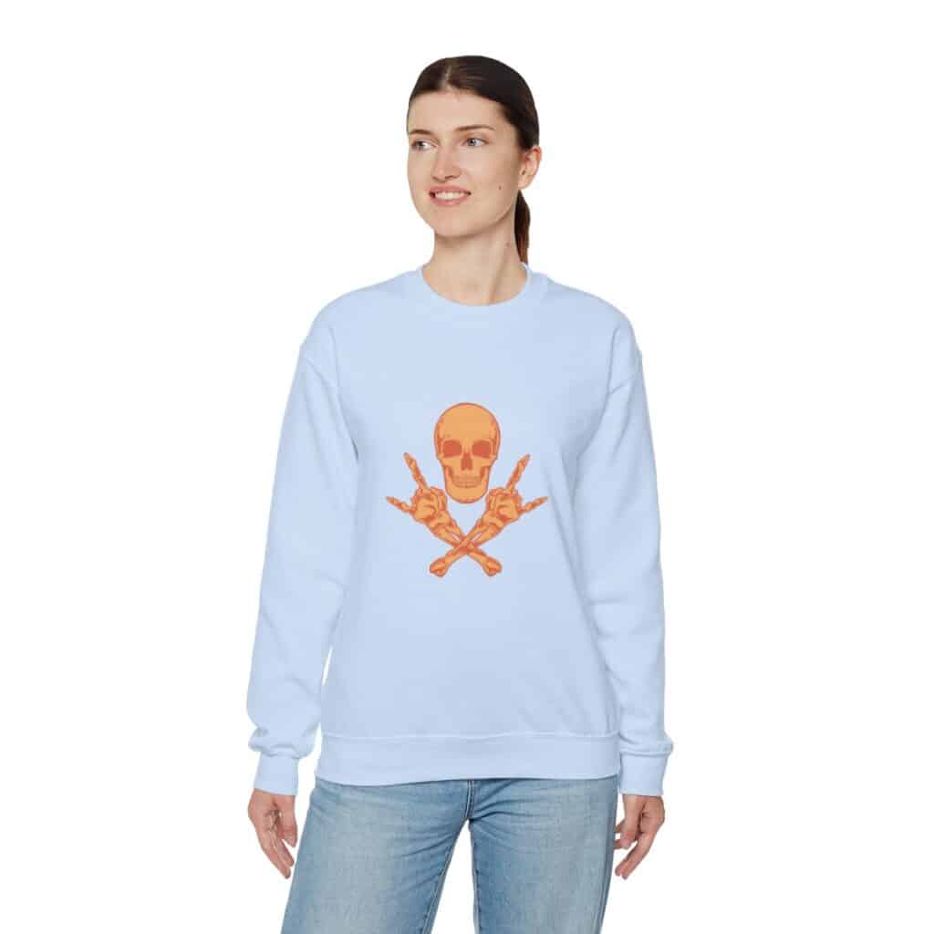 Skull and Cross Bones Orange Unisex Heavy Blend Crewneck Sweatshirt