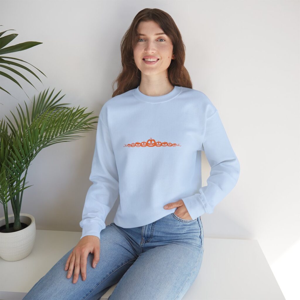 Orange Pumpkin Border Unisex Fall Halloween Sweatshirt