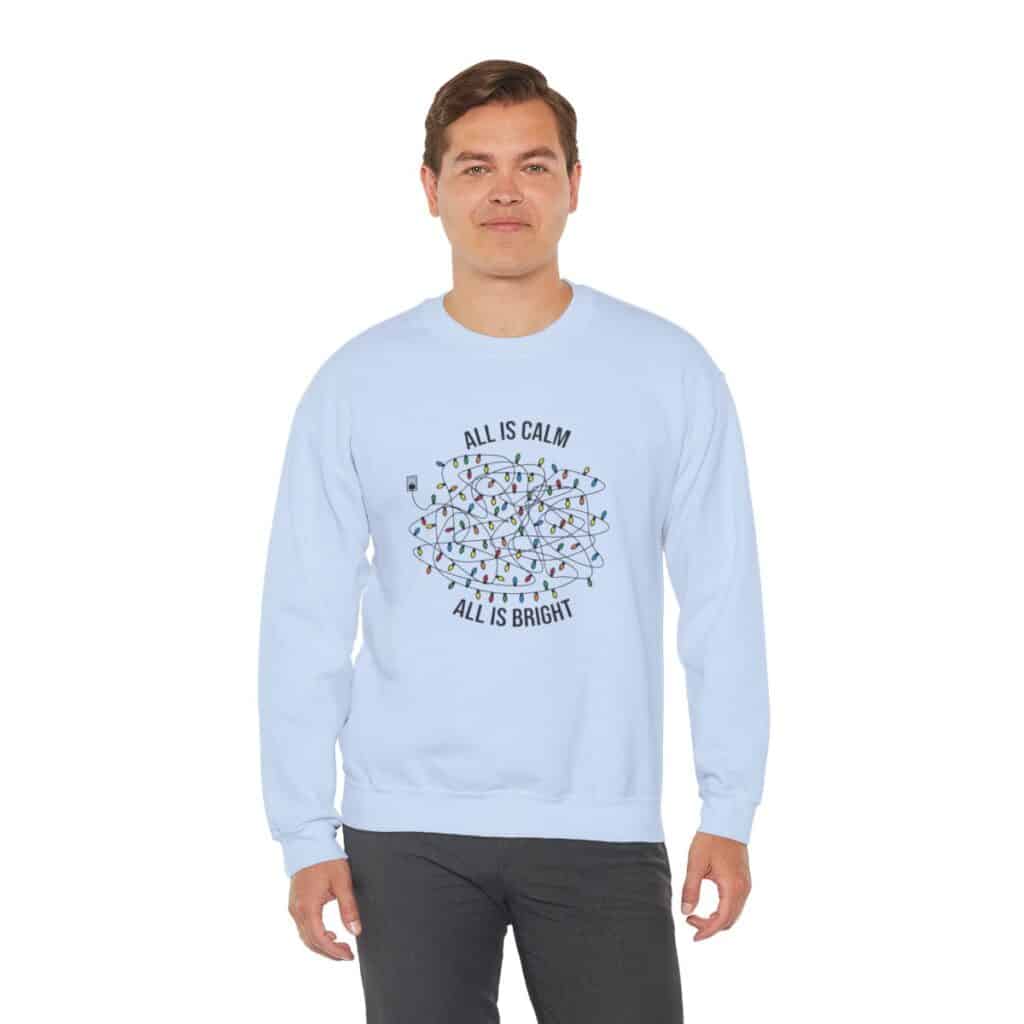 Tangled Christmas Lights Crewneck Sweatshirt - All is Calm, All is Bright