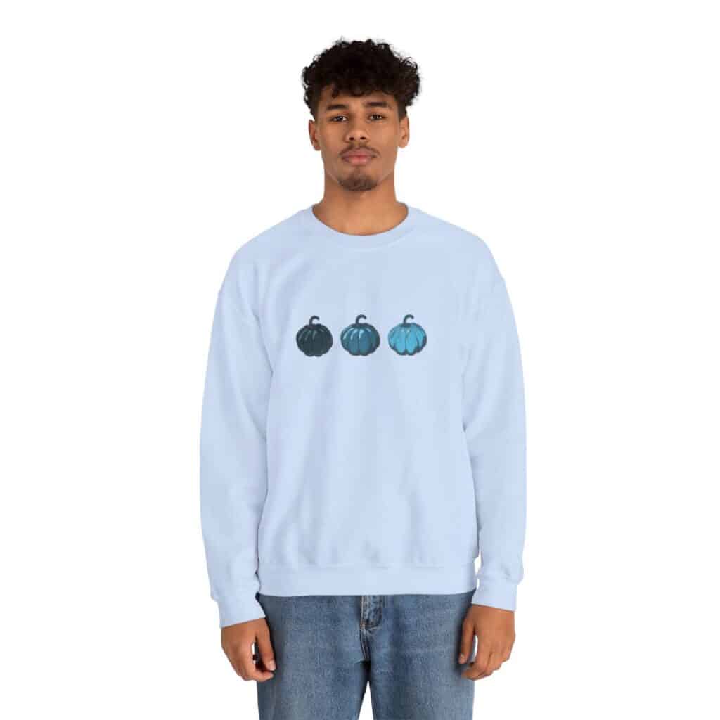 Vintage Blue Pumpkins Fall Unisex Crewneck Sweatshirt