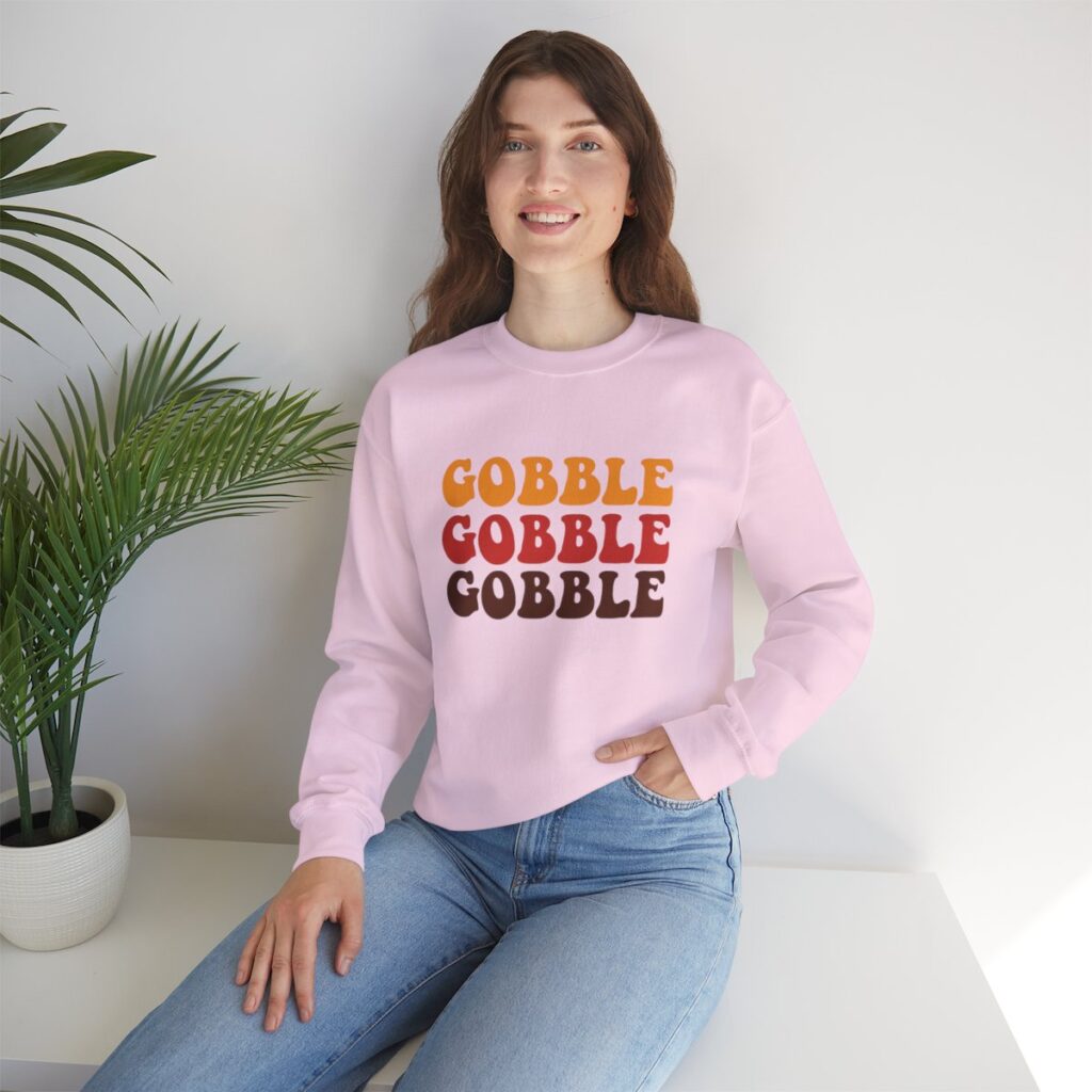 Tri-Color Gobble Thanksgiving Sweatshirt