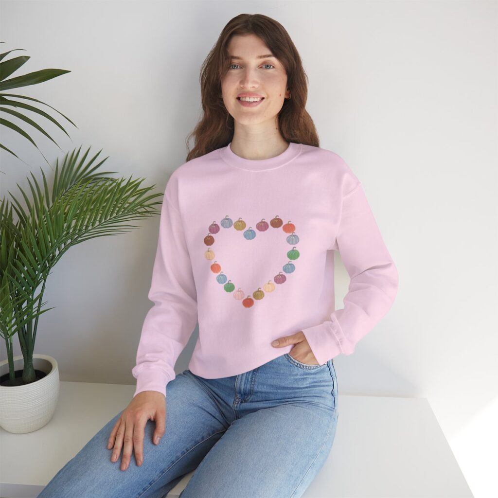 Vintage Pink Pumpkin Hearts Sweatshirt