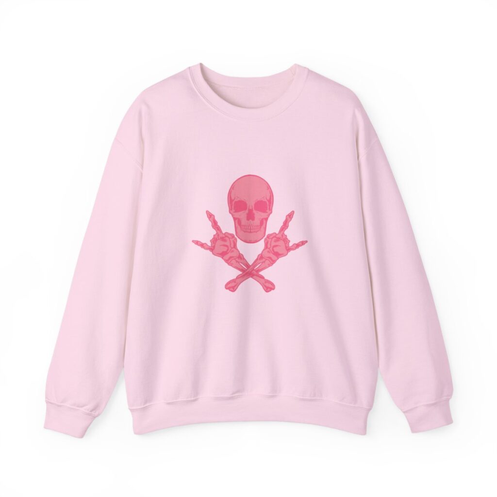 Pink Skull and Cross Bones Unisex Heavy Blend Crewneck Sweatshirt