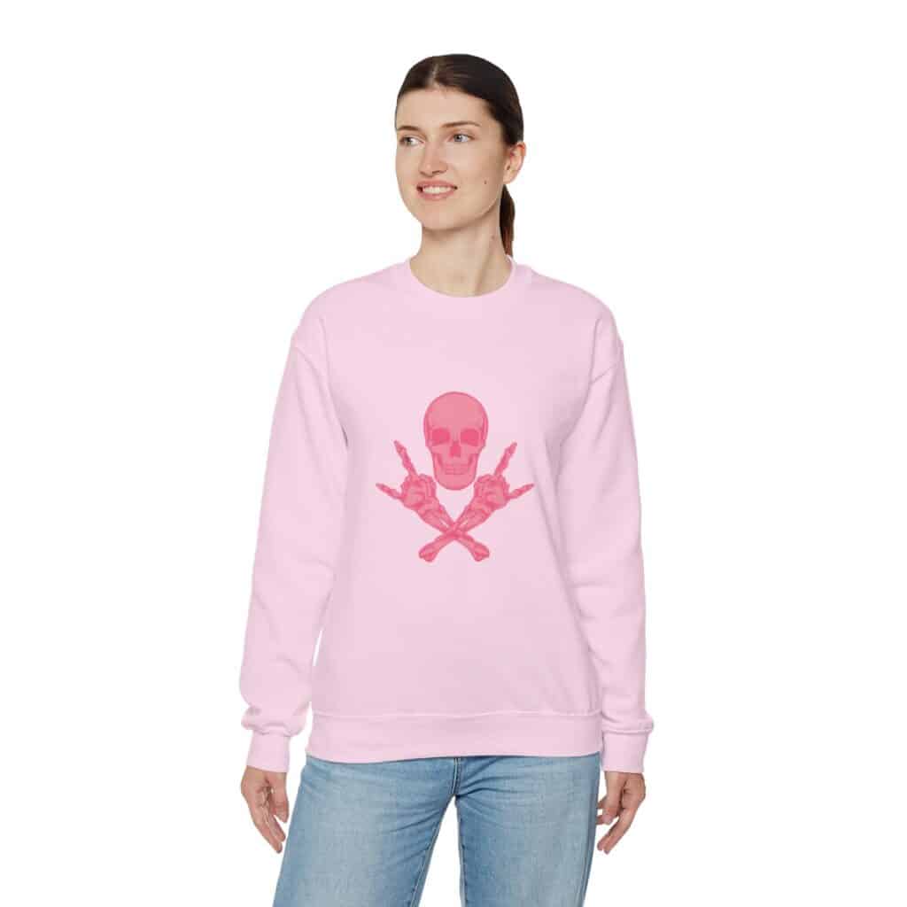 Pink Skull and Cross Bones Unisex Heavy Blend Crewneck Sweatshirt