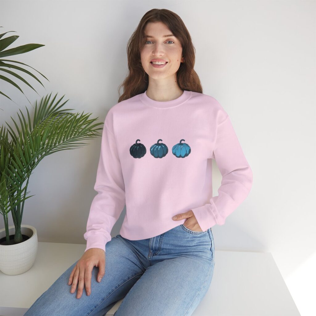 Vintage Blue Pumpkins Fall Unisex Crewneck Sweatshirt