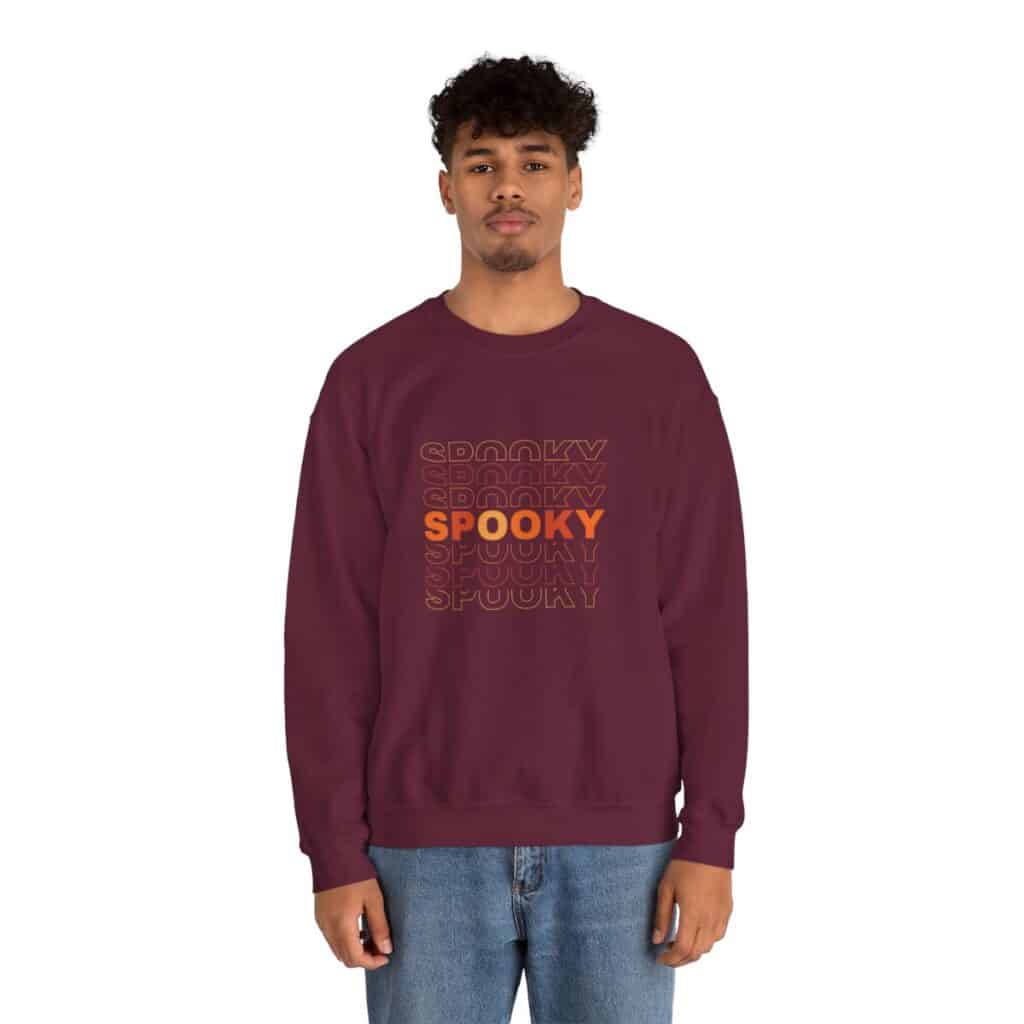 Spooky Stacked Text Unisex Heavy Blend Crewneck Sweatshirt