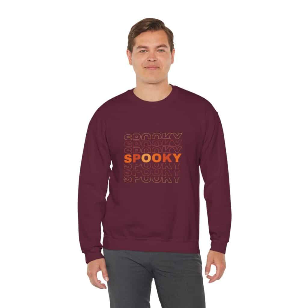 Spooky Stacked Text Unisex Heavy Blend Crewneck Sweatshirt