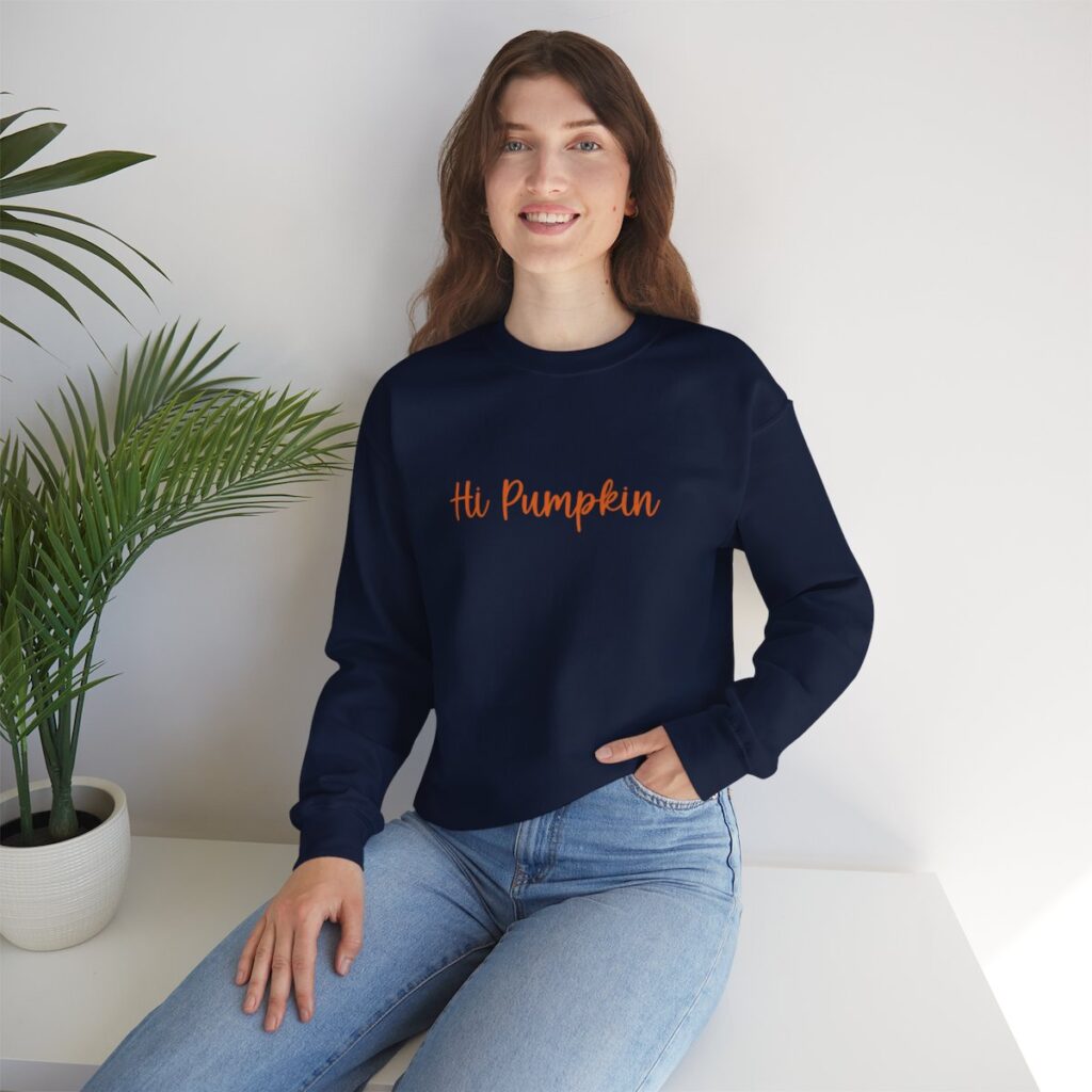 Cute Hi Pumpkin Unisex Crewneck Sweatshirt