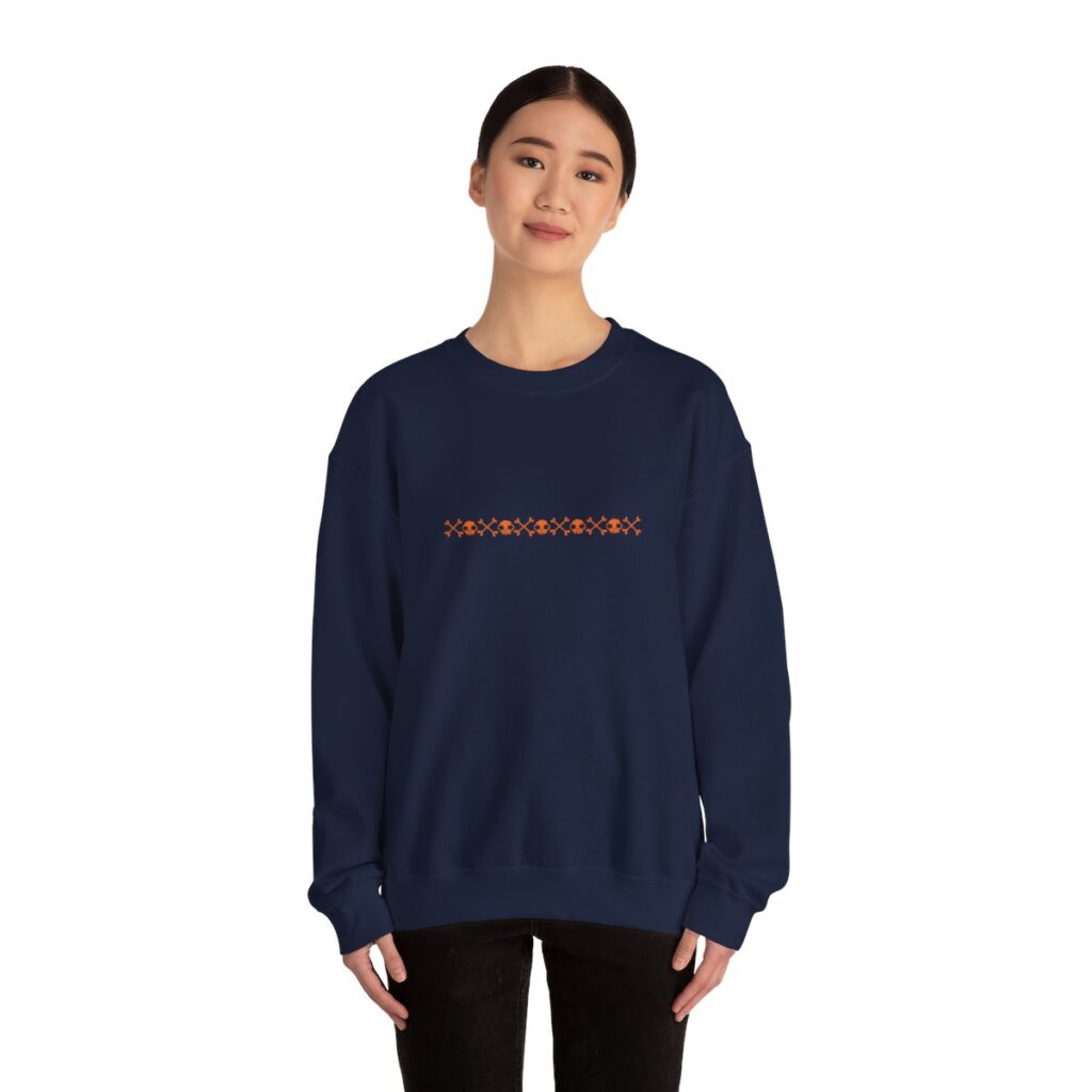 Skull Border Orange Unisex Heavy Blend Crewneck Sweatshirt