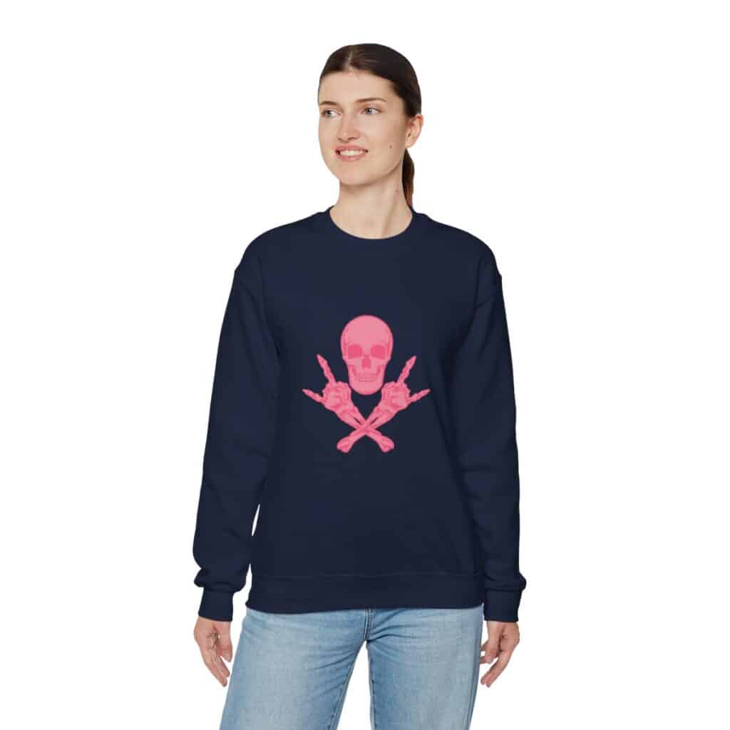 Pink Skull and Cross Bones Unisex Heavy Blend Crewneck Sweatshirt