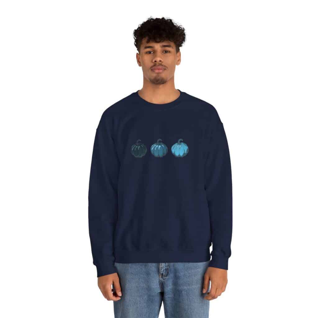 Vintage Blue Pumpkins Fall Unisex Crewneck Sweatshirt