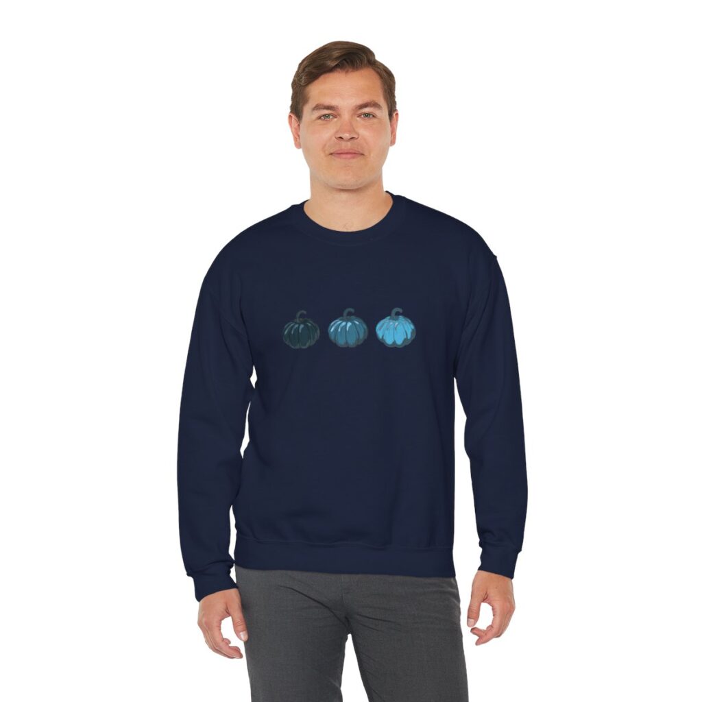 Vintage Blue Pumpkins Fall Unisex Crewneck Sweatshirt