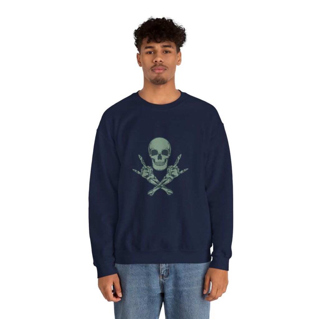 Rock Skull and Crossbones Unisex Heavy Blend Crewneck Sweatshirt