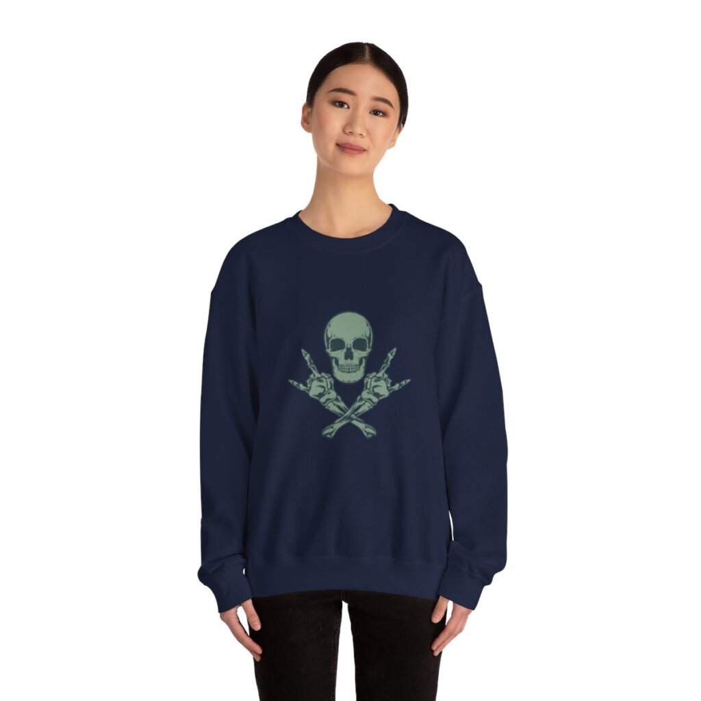 Rock Skull and Crossbones Unisex Heavy Blend Crewneck Sweatshirt