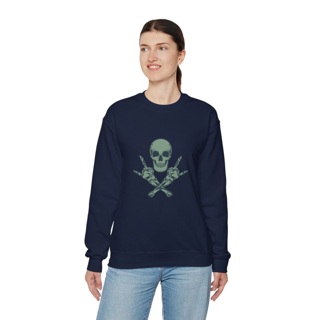 Rock Skull and Crossbones Unisex Heavy Blend Crewneck Sweatshirt